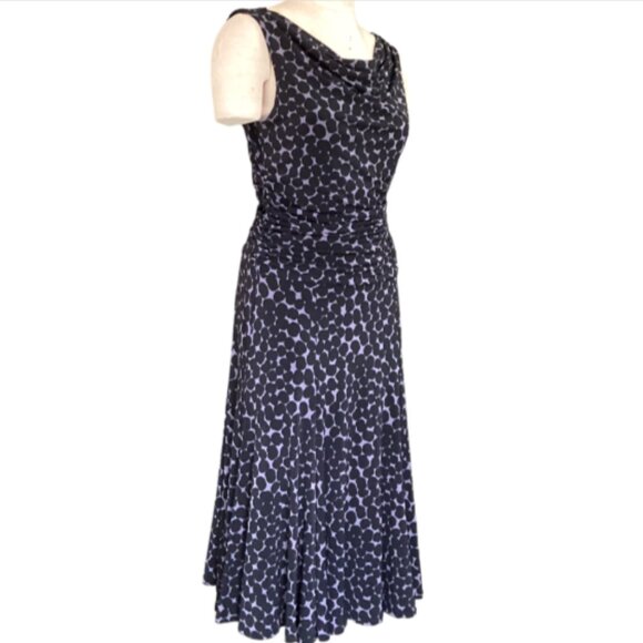 Jones New York Sleeveless Drape Cowl Neck Jersey Knit Dress 8 Black & Purple 22H - Picture 2 of 6